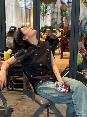 新中式上着刺繍半袖Tシャツ女2025新中国風斜め襟巻き気質ブラウス女